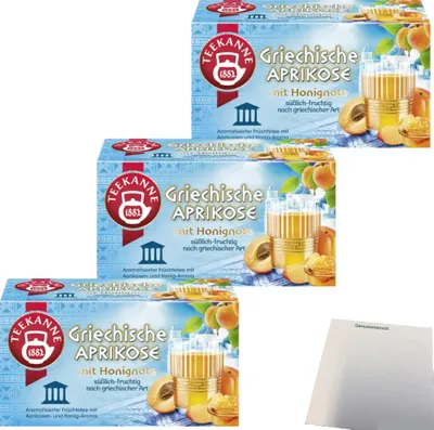 Produktbild von Teekanne Griechische Aprikose 3er Pack (3x45g Packung) + usy Block