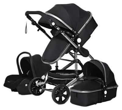 Produktbild von Babywagen, Hohe Landschaft, Zusammenklappbares Design, 3 in 1 schwarz