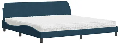 Produktbild von vidaXL Bett mit Matratze "Dover" Blau 200x200 cm Samt
