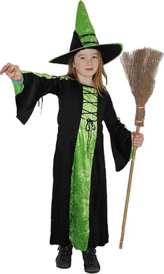 Produktbild von Hexenkostüm lang grün für Mädchen, Größe:L