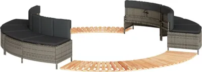 Produktbild von Whirlpool-Umrandung Grau Poly Rattan und Massivholz Akazie