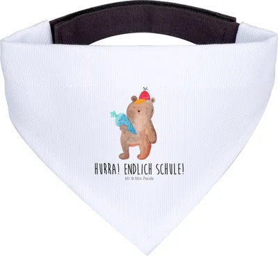 Produktbild von Mr. & Mrs. Panda Hundehalstuch Bär Schultüte - Weiß - Geschenk, Tuch, Einschulung, Halstuch, Für Hunde, Erster Schultag, Schulanfang, Teddy, Grundschule, Schal Hund