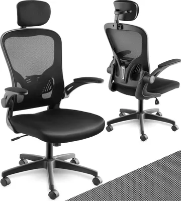Produktbild von tectake® Bürostuhl Arges ergonomische Form mit verstellbarer Lordosenstütze und verstellbarer Kopfstütze 360° drehbar