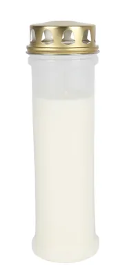 Produktbild von XL Grablicht weiß Grabkerze Ewiglicht Tagebrenner Gedenkkerze goldener Deckel