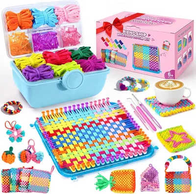 Productafbeelding van 450+PCS Weaving Loom, Arts and Crafts with Portable Storage Box, Blue