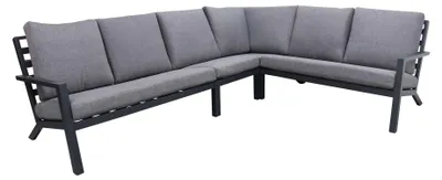 Produktbild von 4-teiliges Ecklounge-Set | Bezano | Mattschwarz / Grau | Aluminium
