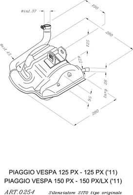 Image de Système d'échappement LeoVince SITO PLUS complet, en acier, pour Piaggio Vespa 125 / 150 PX