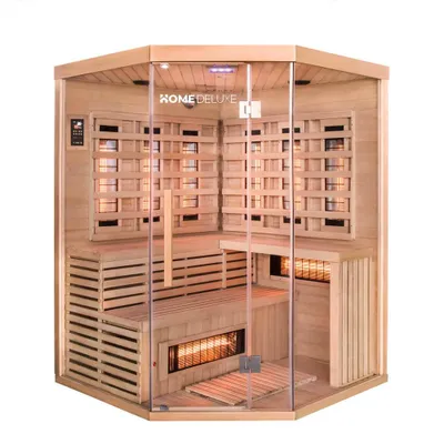 Produktbild von HOME DELUXE – Infrarotkabine SAHARA XXL – 150 x 150 x 200 cm - für 2 - 3 Personen, 8 Vollspektrumstrahler, Holz: Hemlocktanne I Infrarotsauna, Sauna, Wärmekabine, Infrarot