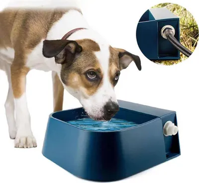 Obrázok produktu pre ZELURXX Miska na vodu pre domáce zvieratá, s plavákovým ventilom, automatické uskladnenie vody, možno použiť na tráve, v dome, v búde, modrá, 21,2 x 22,6 x 8,5 cm