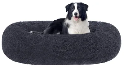 Image de Lit orthopédique pour chien en forme de donut, pour un confort accru