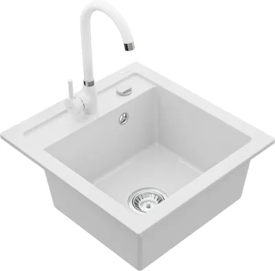 Image de Évier 1 bac en granit Vito avec mitigeur Telma, blanc (6503-20-670200-20)