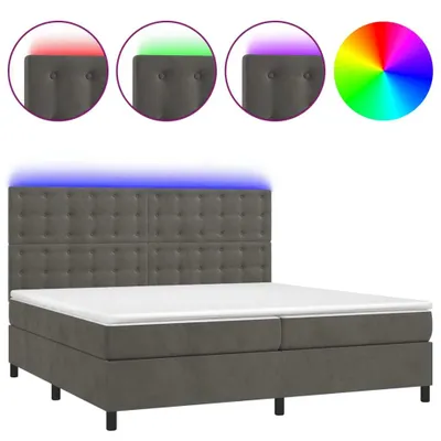 Produktbild von vidaXL Boxspringbett mit Matratze & LED Dunkelgrau 200x200 cm Samt