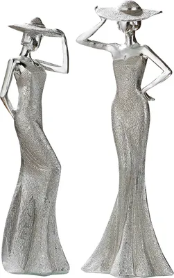 Zdjęcie produktu dla Gilde Figur, Lady, "Diva - Hände am Hut", Kunstharz, silberfarben, L. 10 cm, B. 8.5 cm, H. 30 cm 36286 4009079362862 2 Stück (2-fach sortiert)