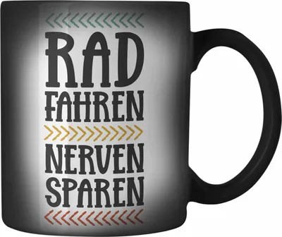 Produktbild von Trendation - Fahrrad Radfahrer Geschenk Rennrad Bike Geschenkidee Männer Farbwechsel Zauber-Tasse Fahrradfahrer Karabiner Farbwechsel Zauber-Tasse Edelstahl (Schwarz)