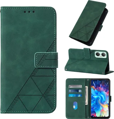 Produktbild von Infinix Hot 20 5G Hülle, Schlank Prägung Flip Leder Kartenfächer Schutzhülle mit Ständer für Infinix Hot 20 5G Grün