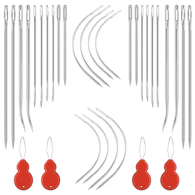 Handnähnadeln-Set, gebogen, 14 Stück, mit Einfädler
