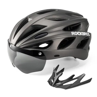 Produktbild von ROCKBROS Fahrradhelm Helm mit Abnehmbaren Magnet Brillen Visier Damen Herren Titan 58-61CM