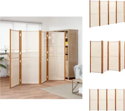 Obrázok produktu pre vidaXL 4-dielna priečka do izby krémová biela 280x180 cm - Priečka do izby