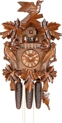 Produktbild von Cuco Clock Kuckucksuhr Schwarzwalduhr "Tanzende Paare" 28 x 33 x 46cm Wanduhr aus Holz, 8 - Tage Werk, automatische Nachtabschaltung