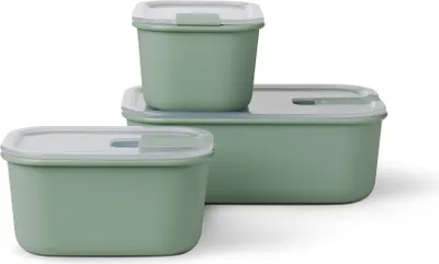 Produktbild von Mepal – Frischhaltedosen set 3-teilig EasyClip – Schüssel mit Deckel & Klickverschluss – Geeignet für Mikrowelle, Dampfgarer, Kühl- und Gefrierschrank – 2 x 450 ml + 1000 ml – Nordic sage