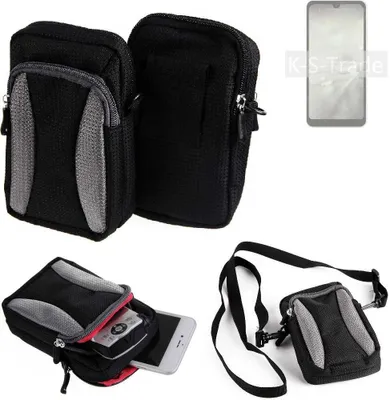 Produktbild von K-S-Trade Holster Schutz Hülle kompatibel mit Sharp Aquos Wish2 Handy Hülle Gürteltasche Umhängetasche mit Zusatzfach schwarz