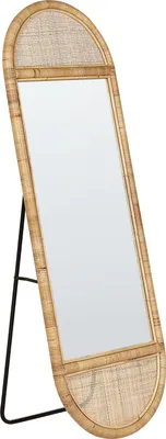 Zdjęcie produktu dla BELIANI Lustro stojące naturalne rattan 150x50 cm owalne styl boho salon sypialnia akcesoria domowe szykowne