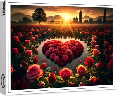Image de Puzzle Raxxa Premium « Cœur romantique de roses au coucher du soleil », 1 000 pièces