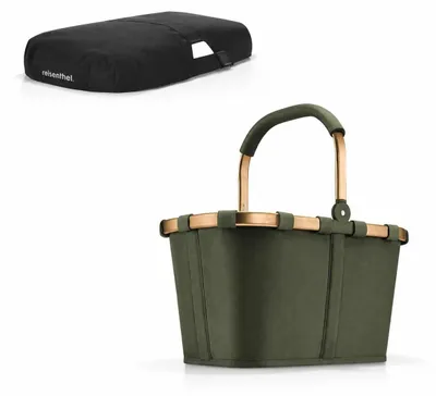 Produktbild von reisenthel Einkaufskorb Tasche Korb carrybag frame Forest Gold BK5054 + Cover schwarz BP7003