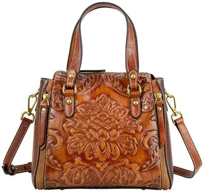 Produktbild von Damen Schultertasche Leder - Große Kapazität - Braun
