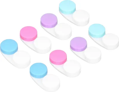 Image de 12 étuis à lentilles de contact, plastique écologique, gauche et droite, surface brillante, petit, portable, différentes couleurs