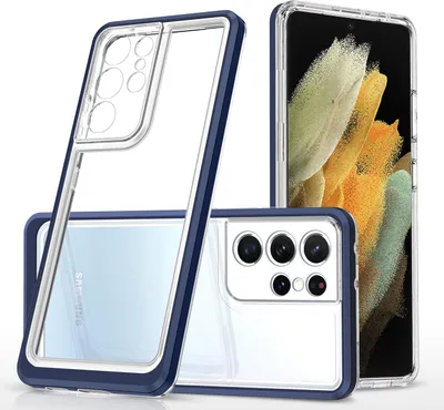 Zdjęcie produktu dla Clear 3in1 etui do Samsung Galaxy S21 Ultra 5G żelowy pokrowiec z ramką niebieski