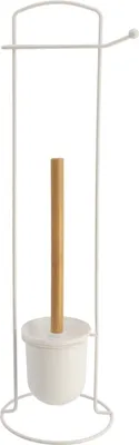 Produktbild von Tendance Toilettenpapierständer mit Toilettenbürste weiß braun Bambus Metall 16x16x58,5 cm