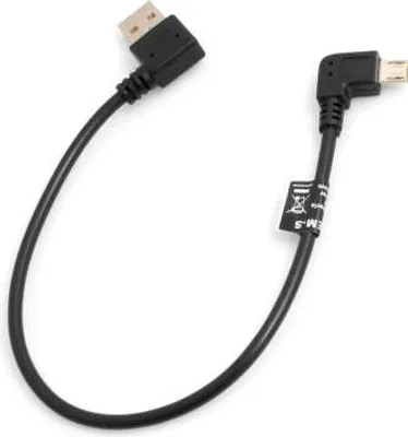 Produktbild von SYSTEM-S Micro USB Kabel 90° grad links gewinkelt Winkelstecker zu USB 2.0 Typ A 90° Grad rechts gewinkelt Datenkabel Ladekabel ca. 27 cm