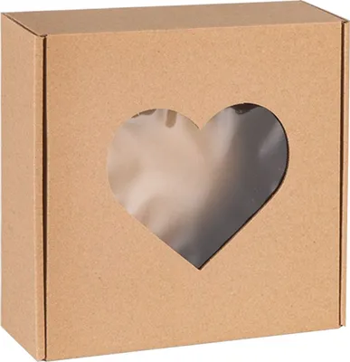 Produktbild von Quadratische Schachtel mit Herzfenster, Geschenksbox20x20x5cm x1