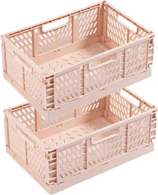 Obrázok produktu pre Plastová skladacie krabica – Skladací úložný košík – Skladacie box – 43 x 29 x 17 cm – Ružová
