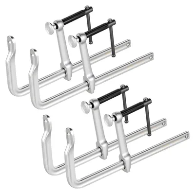 Produktbild von Schraubzwingen Set - 4er-Pack Klemmzwingen - Spannweite 30,5 cm - Ausladung 120 mm - Tragkraft 545 kg - Stahlguss & Schmiedestahl - Drehbare Backe - T-Griff