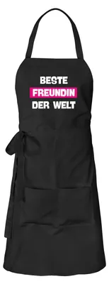 Produktbild von Huuraa Schürze Beste Freundin der Welt Schwarz mit Taschen Baumwolle Kochschürze Geschenkidee