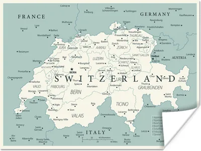 Produktbild von MuchoWow® Poster Alte Landkarte der Schweiz 120x90 cm - Wandbild