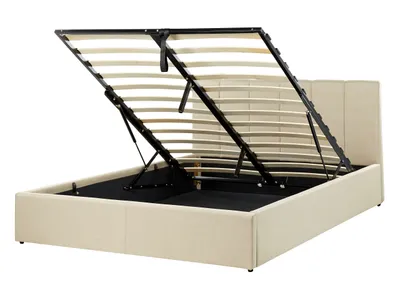 Obrázek produktu pro BELIANI Rám postele čalouněný béžový 140 x 200 cm úložný prostor čelo postele rošt s lamelami
