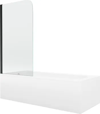 Produktbild von Mexen Vega rechteckige Badewanne 160 x 70 cm mit Verkleidung und 1-flügeligem Duschabtrennung 70 cm, transparent, schwarz - 550?