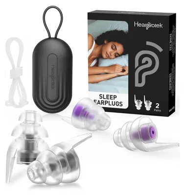 Immagine prodotto di Tappi per le orecchie per dormire, 2 paia, protezione acustica 36 dB, silicone, adatti per chi dorme su un lato, colore nero e viola