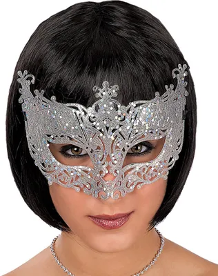 Image de Masque vénitien pour les yeux avec des fioritures Accessoire de costume argenté - taille unique