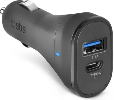 Produktbild von Autoladegerät, USB-C und USB-A, 15 W, 3.1 A, Schwarz