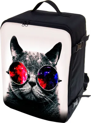 Produktbild von Flugzeug Handgepäck, Rucksack für Ryanair, 40x25x20 cm, gepolstert, Flugzeugtasche, Handtasche, Reisetasche, Koffer Größe, Galaxy Cat [102]