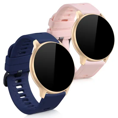 Produktbild von kwmobile 2x Uhrenarmband für AGPTEK LW11 Armband - Fitnesstracker Band Set aus TPU Silikon - Ersatzarmband Smartwatch - Rosa matt Dunkelblau
