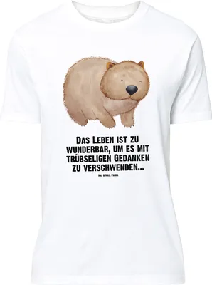 Produktbild von Mr. & Mrs. Panda Größe L T-Shirt Wombat - Weiß - Geschenk, Motivation, Spruch, Australien, Tshirt, Das Leben Ist schön, Lustige Sprüche, Shirt, mit