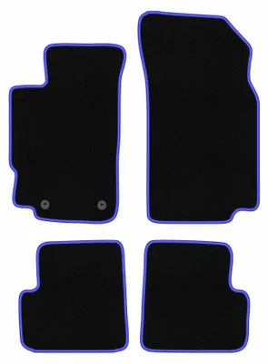 Produktbild von Velours-Fußmatten für Peugeot 406 1995-2004 (Limousine/Kombi) – 4-tlg, Schwarz/Blau, passgenau – Wielganizator CARLUX