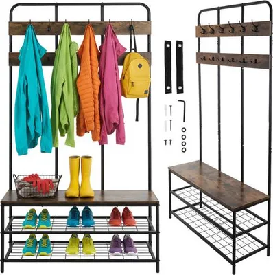Produktbild von Stehregal mit Kleiderstange, 182 cm, Metallrahmen, 12 Haken