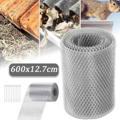 Obrázok produktu pre Ochranná sieťka do odtokových žľabov – hliníková sieťka – 600 cm – ochrana pred lístím a vetvičkami – rolka – 10 plastových svoriek