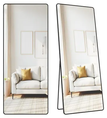 Immagine prodotto di Specchio a parete rettangolare | Colore nero intenso | 165x60 cm
